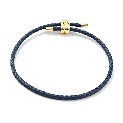 Морской Синий Изготовление плетеных круглых браслетов из искусственной кожи, с золотыми тонами латунных бус, Marine Blue, внутренний диаметр: 2-7/8 дюйм (7.45 см)