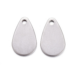 Stainless Steel Color 201 Stainless Steel Pendants, Stamping Blank Tag, Teardrop, Stainless Steel Color, 17.5x11x1mm, Hole: 1.5mm