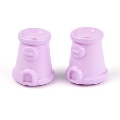 Лиловый Распыление непрозрачных акриловых бусин, дом, сирень, 19.5~20.5x17.5~18 мм, отверстие : 2.2~3 мм