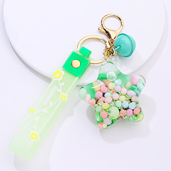 20.Pentagram-Green Cute Cartoon 5-Star Oil Keychain Candy Ocean Keyring Creative Flower Camera Pendant