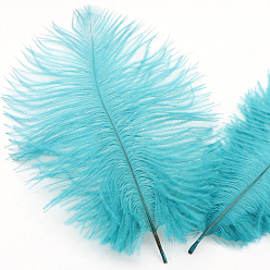Темно-бирюзовый Аксессуары для украшений из страусиных перьев, для костюма своими руками, аксессуары для волос, фоновое ремесло, темные бирюзовый, 150~200 мм