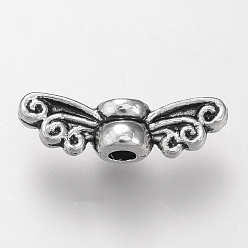 Antique Silver Tibetan Style Alloy Beads, Cadmium Free & Lead Free, Wing, Antique Silver, 4x14x3.5mm, Hole: 1.5mm, about 2380pcs/1000g