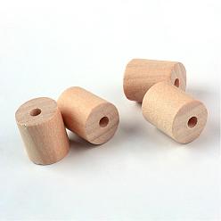 Wood Unfinished Wood Beads, Natural Wooden Beads, Lead Free, Column, 17x15mm, Hole: 4mm