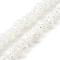 WhiteSmoke AB Color Plated Electroplate Glass Beads, Pumpkin, WhiteSmoke, 9x11x12mm, Hole: 1.2mm, about 74pcs/strand, 23.23 inch(59cm)