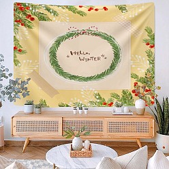 Christmas Wreath Christmas Theme Polyester Wall Hanging Tapestry, for Bedroom Living Room Decoration, Rectangle, Christmas Wreath, 730x950mm