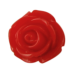 Red Resin Cabochons, Flower, Red, 14x15x6mm