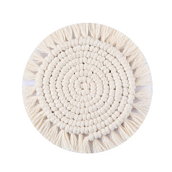 Beige Nordic hand-woven color cotton rope coaster round tassel coaster table mat placemat heat insulation pad creative placemat