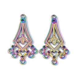 Rainbow Color 304 нержавеющей стали ссылки люстра компонент, ион платины(ip), воздушный змей, Радуга цветов, 39.5x21.5x2.5 мм, отверстие : 2 мм