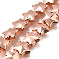 Гальванический Розовый Золотой Стеклянные бусины с гальваническим покрытием , звезда, полное покрытие, граненые, покрытием из розового золота, 13x13.5x5.5 мм, отверстие : 0.8 мм, около 36 шт / нитка, 15.98'' (40.6 см)