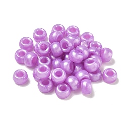 Lilac Pearlized Plastic Beads, Barrel, Lilac, 9x6mm, Hole: 3.8mm, about 1900pcs/500g.