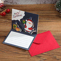 Santa Claus Christmas Theme 1Pc Paper Envelope and 1Pc 3D Pop Up Greeting Card Set, Santa Claus, Envelope: 85x105mm, Card: 80x100mm