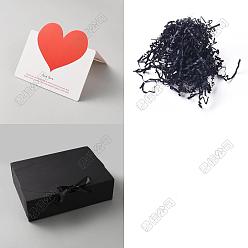 (52) Непрозрачная лаванда 15шт. прямоугольные бумажные коробки для хранения подарков, в комплекте: 15 открытки из бумаги с принтом в виде красных сердечек и 250 г наполнителя из гофрированной бумаги из рафии., разноцветные, коробка: 27x20x8 см