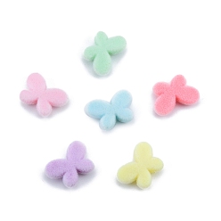 Mixed Color Opaque Resin Beads, Flocky Butterfly, Mixed Color, 13x18x5mm, Hole: 1.8mm