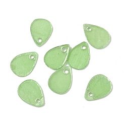 Бледно-Зеленый Подвески-слезинки из натуральных ракушек Capiz, окрашенных распылением, бледно-зеленый, 13.5x9.5x1 мм, отверстие : 1.6 мм