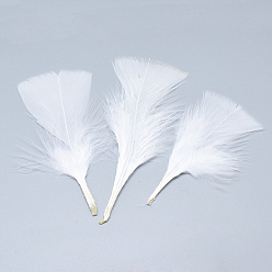 White Turkey Feather Costume Accessories, Dyed, White, 83~95x40~50x1mm
