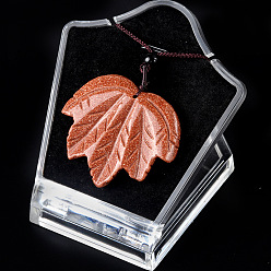 Goldstone Synthetic Goldstone Pendants Necklaces, Leaf, 14.96 inch(38cm)