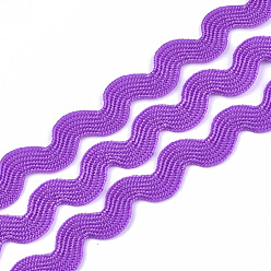 Blue Violet Polypropylene Fiber Ribbons, Wave Shape, Blue Violet, 7~8mm, 15yard/bundle, 6bundles/bag