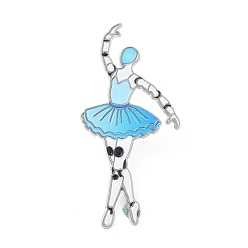Небесно-голубой Эмалевые значки с изображением робота-балерины, булавки для лацканов из сплава для одежды рюкзака, платина, голубой, 46.5x23 мм