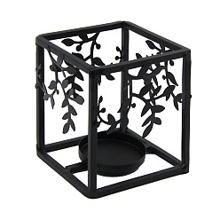 Black Rectangle Shape Iron Candle Holder, Candle Storage Container Home Decoration, Black, 5x8.5x10.5cm