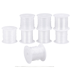 Clear Nylon Wire, with Stainless Steel Collapsible Big Eye Beading Needles, Clear, 8rolls/set