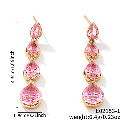 Золотой Французские романтические серьги-гвоздики в форме слезы из латуни со стразами для женщин, модно и элегантно, золотые, 43x8 мм