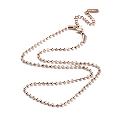 Rose Gold Ion Plating(IP) 304 Stainless Steel Ball Chain Necklace, Rose Gold, 15.94 inch(40.5cm)