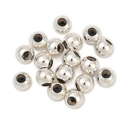 Серебро 925 шарики стерлингового серебра, с резиной внутри, круглые, серебряные, 4 мм, отверстие : 0.8 мм