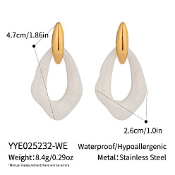 Белый Серьги-гвоздики из полой стали с самородками, реальный 18 k позолоченный, белые, 47x26 мм