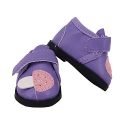 Средний Фиолетовый Туфли из кожи куклы из искусственной кожи в форме гриба, Аксессуары для американской куклы 14 дюйма для девочек, средне фиолетовый, 57x35 мм