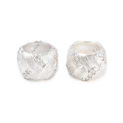 Серебро Латунь микропаве прозрачный кубический цирконий европейский бисер, долговечный, стойки покрытие, без свинца и без кадмия, круглые, большое отверстие шарик, серебряные, 13x9 мм, отверстие : 8 мм