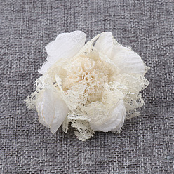 Blanc Floral Fleur en tissu pour accessoires de cheveux diy, fleurs d'imitation pour chaussures et sacs, floral blanc, 65mm