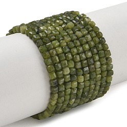 Chinese Jade Натуральные китайские нефритовые бусины, нити из южного нефрита, граненые настольные бусины в форме куба, 3x3~3.3x3~3.3 мм, отверстие : 0.6 мм, около 134~139 шт / нитка, 15.35'' (39 см) ~ 15.55'' (39.5 см)