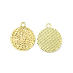 Jonquil Rhinestone Pendants, with Light Gold Plated Brass Findings, Flat Round, Cadmium Free & Lead Free, Jonquil, 22x18.5x2.5mm, Hole: 2mm