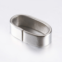 Stainless Steel Color 304 Stainless Steel Slide Charms, Oval, Stainless Steel Color, 16x9.5x4.5mm, Hole: 6x12.5mm