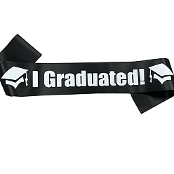 Silver Word I Graduated Sash, Graduation Etiquette Belt, for Graduation Party Decoration Supplies, Silver, 1600x95mm