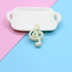 Бежевый 10 Кабошоны из непрозрачной смолы для музыкальных нот, бежевые, 21x14 мм