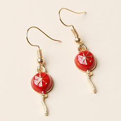 Red Charming Christmas Balloon Earrings with Delicate Snowflake Design - Cute and Stylish Fashion Accessories