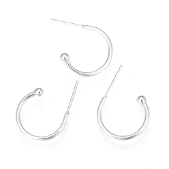 Silver 304 Stainless Steel Earring Hooks, Silver, 17x22x1.5mm, Pin: 1mm