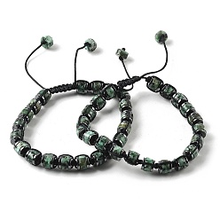 Джаспер Кунжут Регулируемые браслеты из натуральной кунжутной яшмы и немагнитного синтетического гематита с плетеными бусинами, внутренний диаметр: 1-3/4~2-7/8 дюйм (4.5~7.3 см)