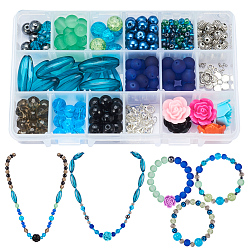 Couleur Mélangete Bracelet faisant , avec des perles de pierres précieuses naturelles et teintes, perles en verre et des accessoires en alliage, couleur mixte, 16.5x10.8x3 cm
