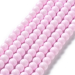 Lavender Blush Painted Glass Bead Strands, Baking Paint, Round, Lavender Blush, 6mm, Hole: 1.3~1.6mm, about 133pcs/strand, 31.4 inch