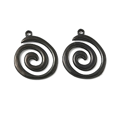 Черный Ионное покрытие (ip) 304 подвески из нержавеющей стали, вихревые, чёрные, 23x19.5x2 мм, отверстие : 1.6 мм