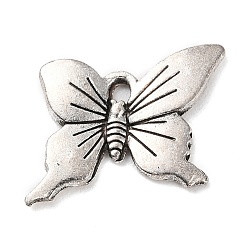 Antique Silver Tibetan Style Alloy Pendants, Butterfly Charm, Antique Silver, 15x21.5x2mm, Hole: 2mm, about 378pcs/500g