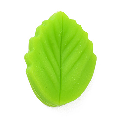 Lawn Green Food Grade Eco-Friendly Silicone Focal Beads, Chewing Beads For Teethers, DIY Nursing Necklaces Making, Leaf, Lawn Green, 24x19x7mm, Hole: 2mm