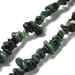 Ruby in Zoisite Natural Ruby in Zoisite Beads Strands, Chip, 1~8x5~17x5~8mm, Hole: 0.9~1mm, 30.31~31.50''(77~80cm)