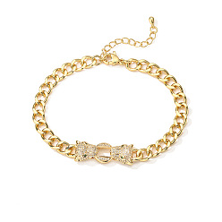 31085 18K Gold Plated Leopard Head Bracelet with Zircon Stones for Women's Hip Hop Style Jewelry