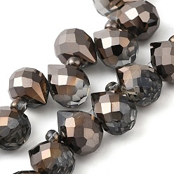 Черный Стеклянные бусины с гальваническим покрытием , слеза, чёрные, 10~11x8 мм, отверстие : 1 мм, около 93 шт / нитка, 62 см