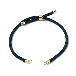 Dark Slate Gray 3MM Adjustable Round Nylon Braided Cord Bracelet Making, with Golden Brass Findings, Fit for Connector Charms, Dark Slate Gray, 8.66 inch(22cm), Hole: 1.5mm