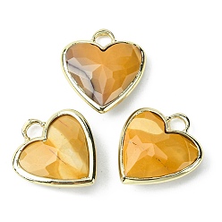 Mookaite Natural Mookaite Pendants, Faceted Heart Charms, with Rack Plating Light Gold Plated Brass Edge, 23x20x7mm, Hole: 4x4mm
