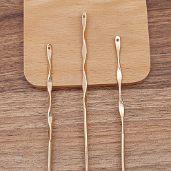 Light Gold DIY Jewelry Accessories, Alloy Hair Stick Findings, with Loop, Light Gold, 160x4.5mm